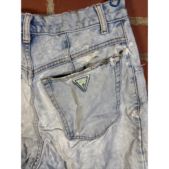 Vintage 90s Guess Denim Shorts Jorts Distressed USA Made Size 31, Real 30x8 - Picture 6 of 7